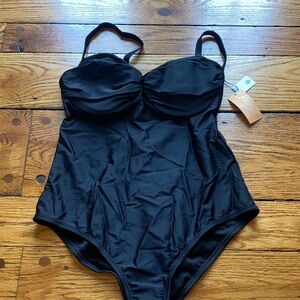 Kona Sol Elegant Black One-Piece Swimsuit size large nwt